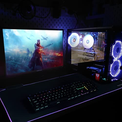 TIDALSOIL RGB Gaming Mouse Pad, 31.5 x 11.8 Inch Oversized Mouse Mat with 13 Light Modes, Non-Slip Rubber Base, Large Keyboard Pad for PC Gaming, Office，Black（Multiple USB Ports） 7