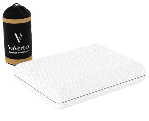 Vaverto Small Memory Foam Bed Pillow for Camping - Compressible Medium Firm, Breathable Cover, Machine Washable, Ideal Backpacking 6