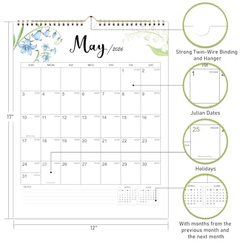 2026 Calendar - Vertical Wall Calendar 2026, Jan. 2026 to DEC. 2026, 14.8'' x 11.5'', Monthly Calendars 2026 with Julian Date, Perfect for Planning 3