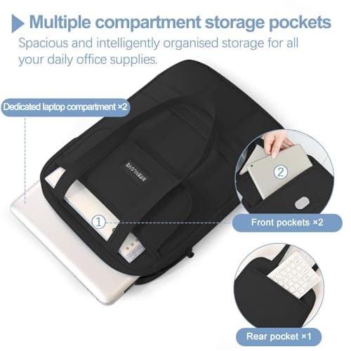 DSDCDJ Puffy Laptop Sleeve 13-14 inch, Ultra Lightweight Laptop Case Compatible with MacBook Air/Pro 13/Pro 14 M5 M4 M3 M2 M1, iPad, HP Dell ASUS Lenovo, Vertical Laptop Bag with Handles, Black 7