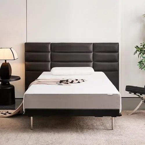 Amazon Basics Memory Foam Mattress, Soft Plush Feel, Breathable, 10 Inch, Twin, White/Grey