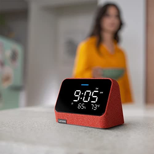Lenovo Smart Clock Essential with Alexa Built-in - Digital LED with Auto-Adjust Brightness - Smart Alarm Clock with Speaker and Mic - Compatible with Lenovo Smart Clock Docking 4