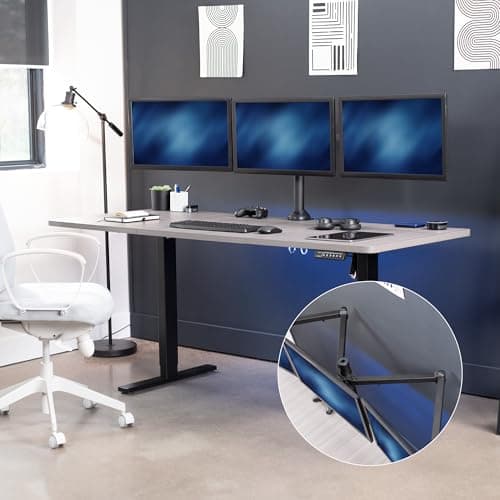 VIVO Triple Monitor 23 to 32 inch LED LCD Clamp-on Desk Mount, Heavy Duty Articulating VESA Computer Stand, Holds 3 Screens, Fully Adjustable for Home Office Workstation, Black, STAND-V103 7