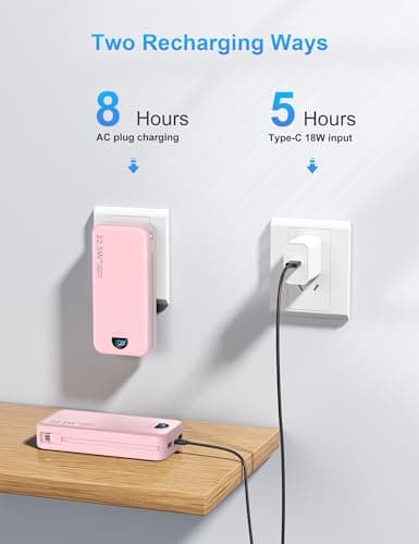 Ffnpua Portable Charger with Wall Plug, 20000mAh USB C Power Bank Fast Charging, External Battery Pack with Built in Cables, Digital Display, 5 Output 2 Input for iPhone Android Cell Phone Tablet 6