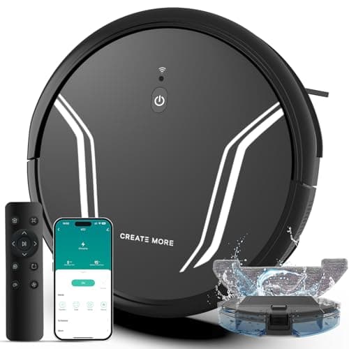 Bagotte Robot Vacuum and Mop, 3-in-1 Mopping Robot Vacuum Cleaner with 5000Pa Suction, App & Remote Control, Self-Charging Robotic Vacuum Cleaner, WiFi/Alexa/App, Ideal for Hard Floor,Pet Hair