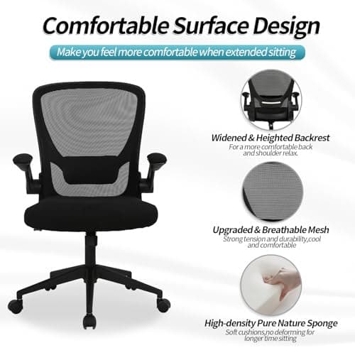 Home Office Chair Ergonomic Desk Chair,Mesh Computer Chair with Lumbar Support Armrest Executive Rolling Swivel Adjustable Mid Back Task Chair for Women Adults - Black 5