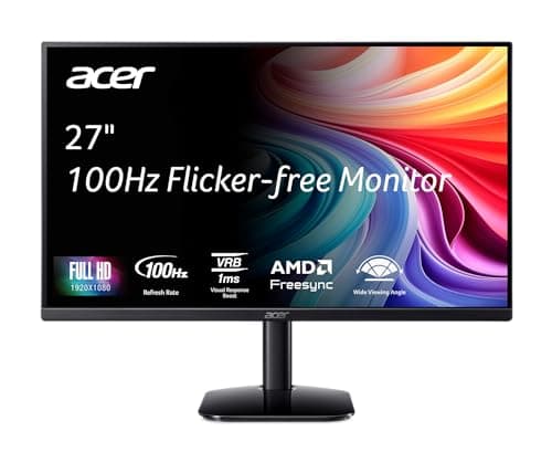 acer KB272 E0bi 27" IPS Full HD (1920 x 1080) Zero-Frame Gaming Office Monitor AMD FreeSync Technology Up to 100Hz Refresh 1ms (VRB) Low Blue Light Tilt HDMI & VGA Ports