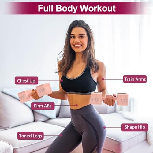 Hezeyferg Adjustable Dumbbells Set of 2, Hand Weights Sets with 5 Levels 3lb, 5lb, 7lb, 9lb, 11lb, Adjustable Weight Dumbbells for Women/Men Home Gym Full Body Workout (Pink) 5