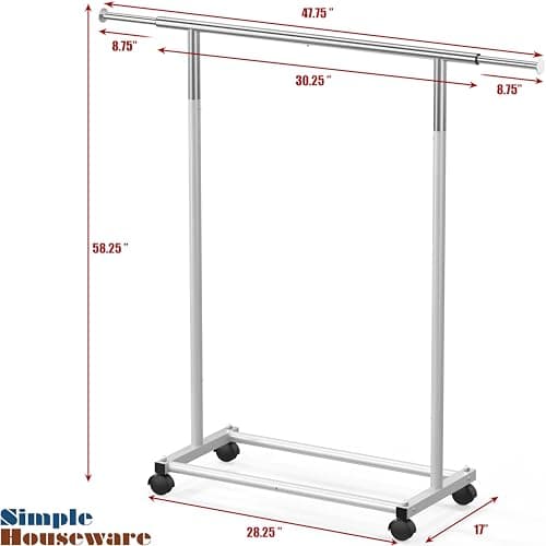 Simple Houseware Standard Rod Garment Rack, Silver 7