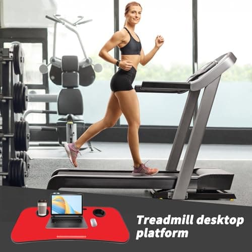 Qsxou Treadmill Desk Attachment 36 Inches Tread Tray Workstation, Laptop Stand Holder for Notebooks, Tablets, Phone,Cup,Ergonomic Platform with Cooling Holes & Edge Protector 9