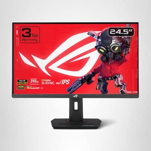 ASUS ROG Strix 24.5” USB-C HDR400 Gaming Monitor (XG259CMS)–Full HD 1080p, 310Hz, 1ms, Fast IPS, 110% SRGB, Extreme Low Motion Blur Sync, G-SYNC Compatible, DisplayWidget, Tripod Socket, 3yr Warranty 9