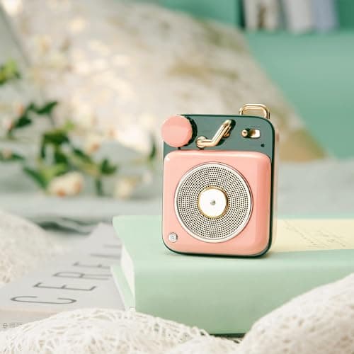Muzen Mini Bluetooth Speaker, Button Small Cute Portable Metal Retro Wireless Speaker with Loud Volume Great Sound and Portable Lanyard & Gift Bag for Office Classic Vintage Decor 9