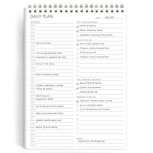 meDolove Hourly Schedule Planner To Do List Notepad Daily Planner 52 Double-Sided Sheets Notebook, 6.5" x 9.8",17 Hours for Organizing Work & Personal Life
