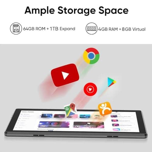 aiprotablet Tablet 10 inch Android 15 Tablets, 12GB RAM 64GB ROM 1TB Expand, Quad-Core Processor, 1280x800 LCD Touch Screen, WiFi 5, Dual Camera, BT5.0, 6000mAh Battery (Blue) 5