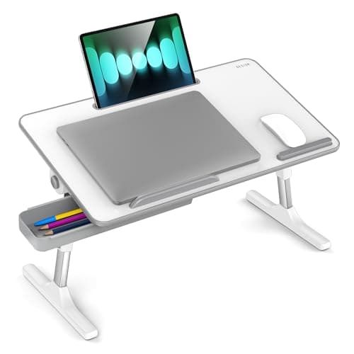 Besign LT05 Adjustable Laptop Table, Lap Desk, Portable Standing Bed Desk, Foldable Sofa Breakfast Tray, Notebook Computer Stand for Reading and Writing, Medium Size, White 8
