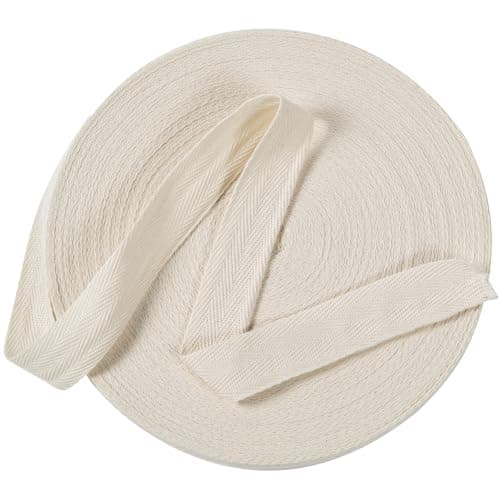 Cotton Twill Tape Ribbon 1/2 Inch Wide Tape Herringbone Webbing Roll Bias Binding Tapes for Sewing and DIY Crafts, Natural (Beige, 10 Yards)