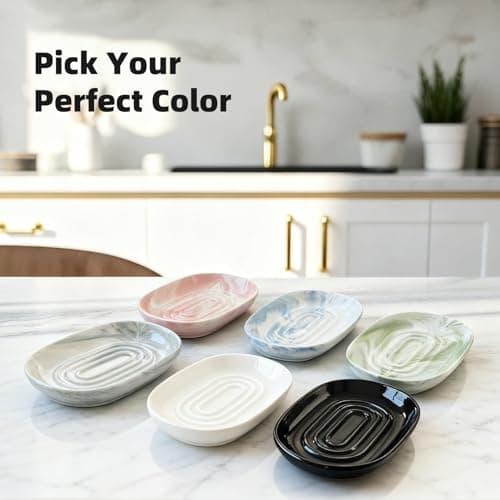 Aenfaiy Ceramic Soap Dish for Bath Sink- Modern White Bar Soap Holder for Shower - Easy to Clean Multi-Purpose Oval Soap Dishes for Soap Bar, Sponges, Jewelry, Small Items | Fits Bathroom & Kitchen 7