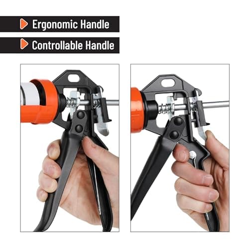 Bates- Caulking Gun, 12:1 Thrust Ratio, Black & Orange, Caulking Tool Gun, Caulk Gun No Drip, Hand Caulking Guns, Silicone Gun, Caulking Gun Tool, No Drip Caulk Gun 5