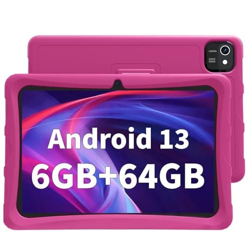 10 inch Tablet Android 13 Tablets, 4GB RAM 64GB ROM 512GB Expand, Quad-Core Processor, 1280x800 IPS HD Touch Screen, GPS, WiFi, Dual Camera, Bluetooth, 6000mAh Battery (Pink)