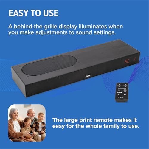 ZVOX AccuVoice AV835 Dialogue Clarifying Soundbar - Patented Hearing Technology with 20 Levels of Voice Boost, Dual Woofers, Low-Profile TV Speaker for Home Theater and Smart TV - Black 6