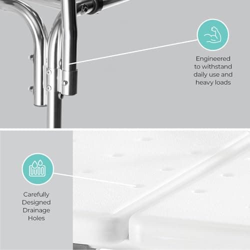 Medical King Transfer Bench MK7140 - Bathtub Shower Chair, Adjustable Height, Holds Up to 400 Lbs, White, Plastic 7