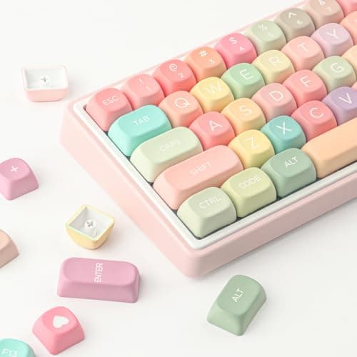 PBT Keycaps 126 Keys MOA Profile Cute Keycap Dye-Sublimation Rainbow Candy Keycaps Set Custom Keycap for Cherry Gateron MX Swithes Mechanical Keyboards (Only Keycaps) 7