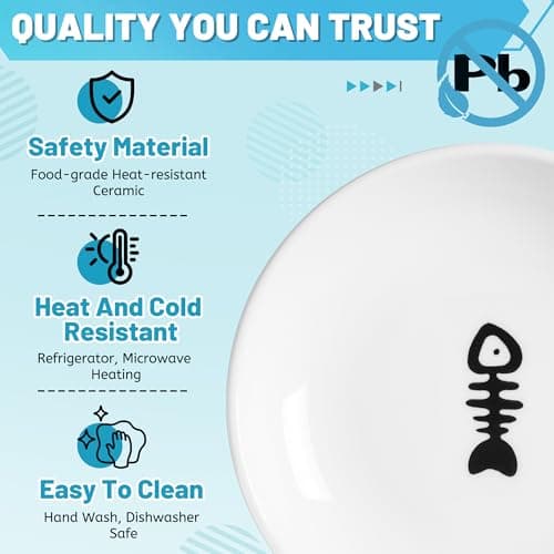 Wellbro Cat Bowls, Elevated Cat Bowl, Raised Ceramic Dish with Metal Stand, Pet Water or Food Feeding Station for Indoor Cats, Kitten, Puppies and Small Dogs, Dishwasher Safe 6