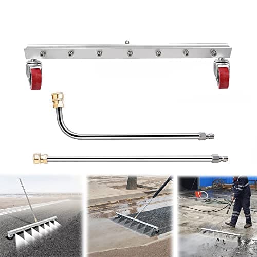 39 inch Water Broom Pressure Washer Surface Cleaner 4000 Psi Power Broom Sweeper with 7 Nozzles 2 Extension Wand for Concrete Driveway Sidewalk Deck, Roof Floor Cleaning (39 INCH)