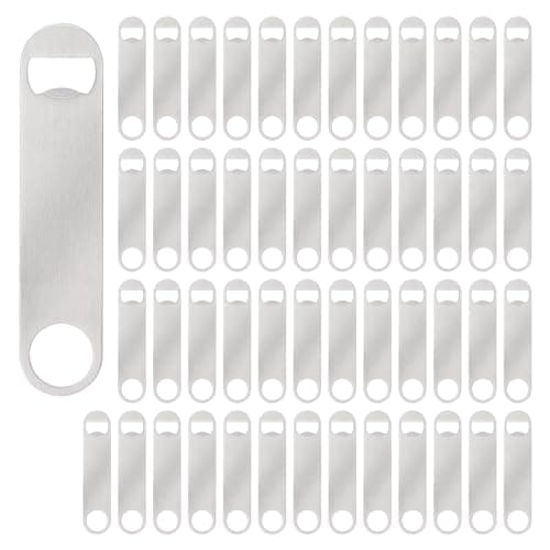 Yugada 50 Pack Flat Beer Bottle Opener 7 inch Stainless Steel Flat Bottle Opener Beer Bottle Openers for Bartender Kitchen Bar Restaurant (Silver)