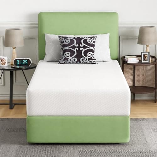 FDW | 10 Inch Twin Mattress | Medium Firm | Gel Memory Foam Mattress | White | Bed in a Box, CertiPUR-US Certified | Pressure Relief, Cooling Ventilated Foam | Washable Removable Cover