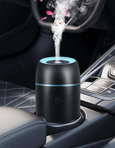 Car Diffuser for Essential Oils Portable Mini Ultrasonic Mist Humidifier 100ml USB Aromatherapy Diffuser Freshener with Colorful Lights for Small Space Home Office Bedroom (Black)