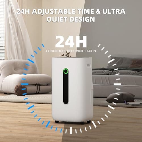 5000 sq.ft dehumidifier for basements with drain Hose, 80 pint dehumidifiers for home with 1.7 Gallons large Water Tank and 4 Modes Operation Auto Shut-off,24H Timer,Child Lock,Defrost,Silent 8