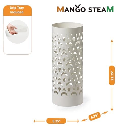 Mango Steam Tall Round Umbrella Holder 21.75 Inches Tall (Peacock White) 6
