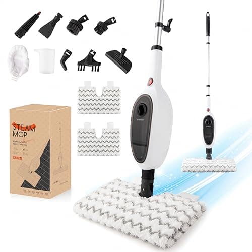 REECOO Steam Mops for Floor Cleaning, Unique Double-Sided Flip Design, 15 Seconds Fast Heating，10-in-1 Steam Cleaner for Kitchen, Living Room Wood Floor Tile Cleaning