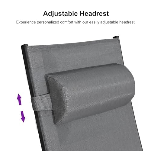 PURPLE LEAF Patio Chaise Lounge Set of 3 Outdoor Lounge Chair Beach Pool Sunbathing Lawn Lounger Recliner Chiar Outside Tanning Chairs with Arm for All Weather, Side Table Included, Grey 7