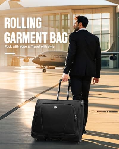 MATEIN Rolling Garment Bag with 2 Packing Cubes, Large Check-in Travel Garment Bags with 17.3 Inch Laptop Compartment, Wrinkle Free Wheeled Business Softside Suitcase Luggage for Men and Women, Black 7