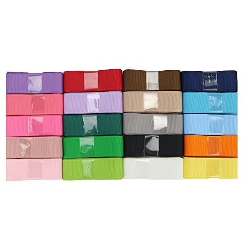 Midi Ribbon Grosgrain Ribbon 1 inch Ribbon 20 Solid Color Assortment, 1" X 2 Yard Each, Total 40 Yds Per Package, Thin Grosgrain Thick Fabric Ribbons for Crafts, Hair Bow Supplies 8