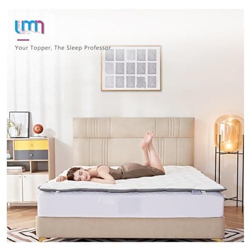 UMN Mattress Topper King Size - Soft Foldable Memory Foam Mattress Pad - 2 Inch Thin Cooling Breathable Mattress Protector for Back Pain Pressure Relief 6