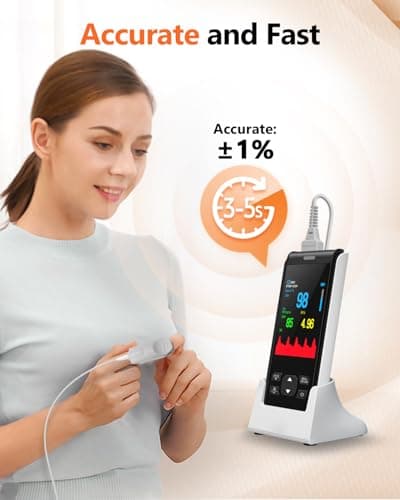HealthTree Pulse Oximeter Rechargeable Fingertip Pulse Ox, Handheld Pulse Oximeter, Finger Blood Oxygen Saturation Monitor with SpO2 & Pulse Rate, Portable Oxygen Meter Finger for Adults 5