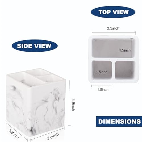 Diatomite Toothbrush Holders for Bathrooms, Electric Toothbrush and Toothpaste Holder 3 Slots Tooth Brush Organizer for Bathroom Countertop, Shower, Vanity - Marble White 5