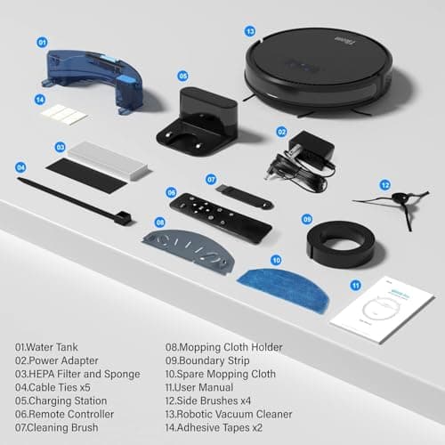 Tikom Robot Vacuum and Mop Combo, Robot Vacuum Cleaner with Powerful Suction, Super Thin, Self-Charging Robotic Vacuum Cleaner for Carpet, Pet Hair, Hard Floors, APP & Remote Control 9