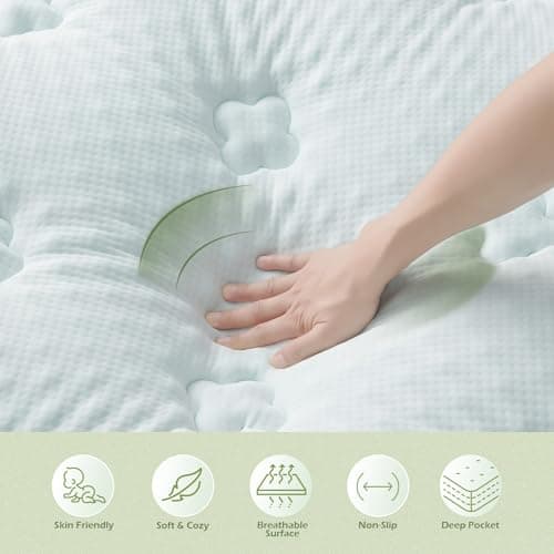 Hansleep Memory Foam Mattress Pad Topper Queen, Queen Foam Mattress Topper Viscose Derived from Bamboo, Queen Size Bed Mattress Pad Cover for Back Pain Relief, 60" x80", White 7