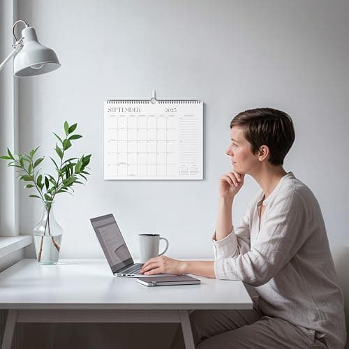 Jokotha Wall Calendar 2025-2026, 16 Month Hanging Calendar from September 2025 to December 2026, 15" x 12", Twin-Wire Binding, Minimalist Black & White Design for Home, Office, School​ 3