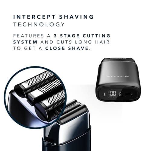 Blade & Stone PS501 Foil Shaver for Men – Dual Foil Cordless Shaver with Graphene-X Blades and 8000 RPM Digital Motor – All-Metal, Rechargeable Wet and Dry Razor – Dark Night 5