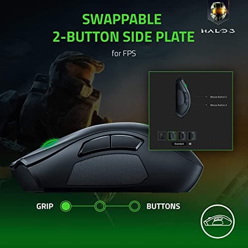 Razer Naga Pro Wireless Gaming Mouse: Interchangeable Side Plate w/ 2, 6, 12 Button Configurations - Focus+ 20K DPI Optical Sensor - Fastest Gaming Mouse Switch - Chroma RGB Lighting 6