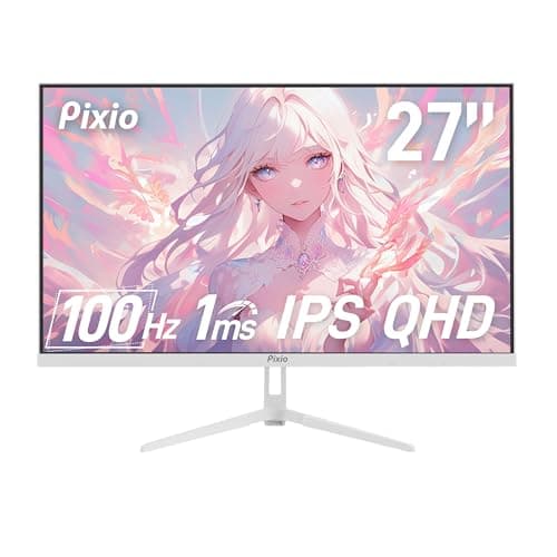 Pixio PX275 Wave White 27 inch 100Hz Refresh Rate QHD 1440p Resolution IPS Panel 1ms MPRT Response Time Gaming Monitor with Adaptive Sync