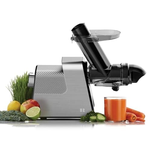 Masticating Juicer Machines, 3.5" Large Feed Chute Cold Press Juicer Fit Whole Fruits Vegetables with Quiet Motor | 5 Speed Modes | Easy to Clean with Brush | BPA Free (Silver & Black)