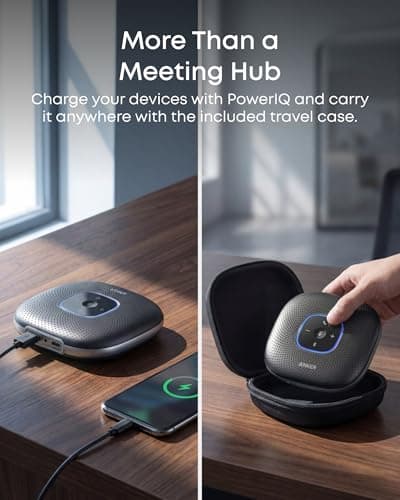 Anker PowerConf Speakerphone, Zoom Certified Conference Speaker with 6 Mics, 360° Enhanced Voice Pickup, 24H Call Time, Bluetooth 5.3, USB C, Compatible with Leading Platforms for Personal Workspaces 5