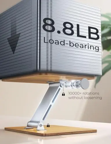 Niweya Wood + Aluminum Laptop Stand, Adjustable Height Ergonomic Laptop Riser Holder Mount, Portable Computer Notebook Stand for Desk, Compatible with MacBook Pro/Air, HP, Dell 10-16" (Walnut Grain) 5