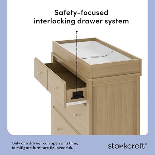 Storkcraft Horizon 3 Drawer Chest with Removable Changing Topper (Driftwood) – GREENGUARD Gold Certified Nursery Dresser, Kids’ Storage Chest with Organizer, Durable and Stylish 3-Drawer Design 6
